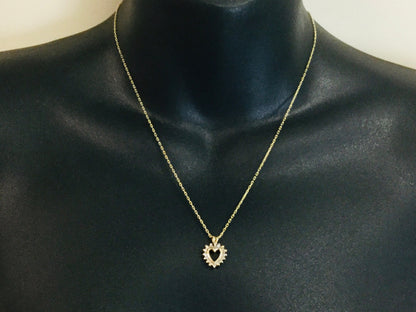 14k Yellow Gold Round Cut 24pt Diamond Heart Pendent