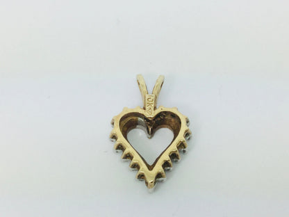 10k Yellow Gold Round Cut 18pt Diamond Heart Pendent