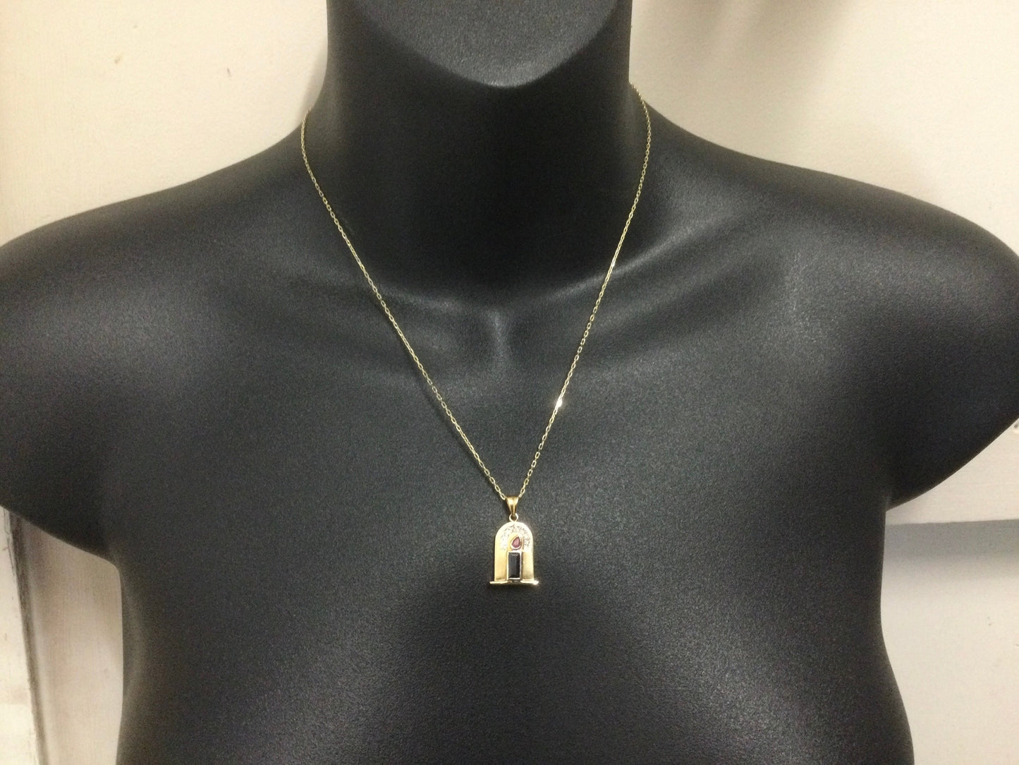 10k Yellow Gold 20pt Ruby, 50pt Sapphire & 10pt Diamond Candle Pendent