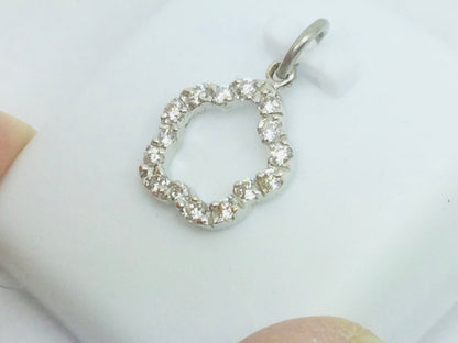 14k White Gold Round Cut 22pt Cubic Zirconia (CZ) Flower Star Pendent