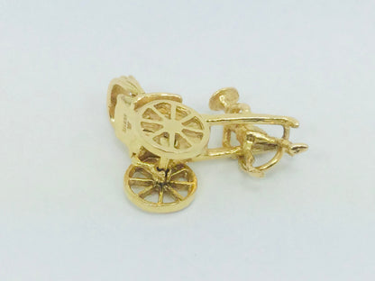 14k Yellow Gold Rickshaw & Driver (with Moving Wheels) Pendent