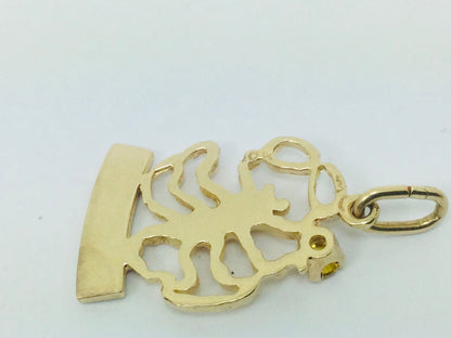 10k Yellow Gold Round Cut Citrine Scorpio Horoscope (Oct-Nov) Pendent