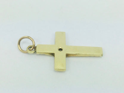 14k Yellow Gold Round Cut 7pt Cubic Zirconia (CZ) Cross Pendent
