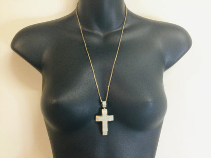 10k Yellow Gold Round Cut 2.6ct Diamond Cross Pendent