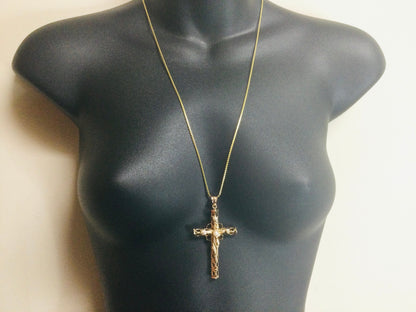14k Yellow Gold Genuine Pearl June Birthstone Cross Pendent