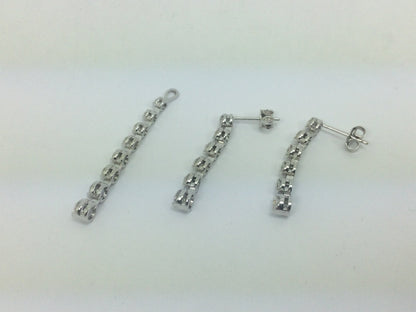 18k White Gold Round Cut 1.23ct Diamond Pendent and Dangle Earring Set