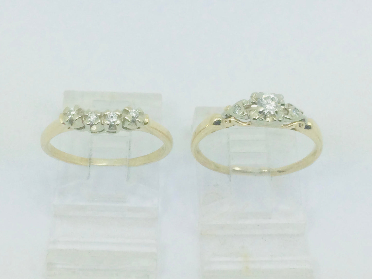 14k Yellow Gold Round Cut 17pt Diamond Engagement and Wedding Ring Set