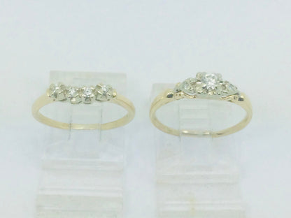 14k Yellow Gold Round Cut 17pt Diamond Engagement and Wedding Ring Set
