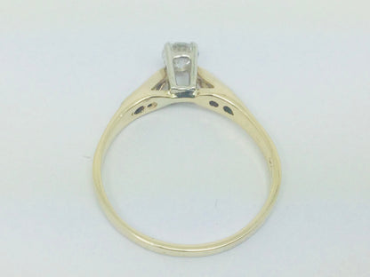 14k Yellow Gold Round Cut 42pt Diamond Solitaire with Diamond Accents Ring