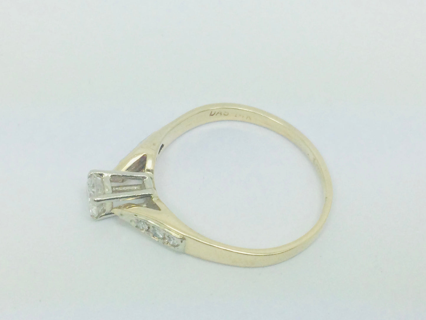 14k Yellow Gold Round Cut 42pt Diamond Solitaire with Diamond Accents Ring