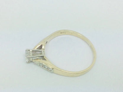 14k Yellow Gold Round Cut 42pt Diamond Solitaire with Diamond Accents Ring