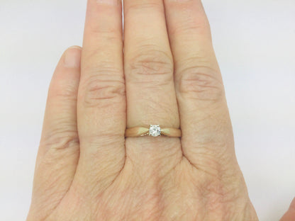 14k Yellow Gold Round Cut 0.15ct Diamond Solitaire Ring