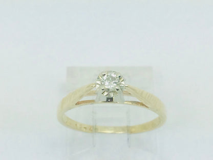 14k Yellow Gold Round Cut 8pt Diamond Solitaire Ring