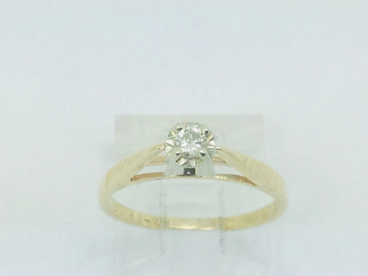 14k Yellow Gold Round Cut 8pt Diamond Solitaire Ring