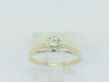 14k Yellow Gold Round Cut 8pt Diamond Solitaire Ring