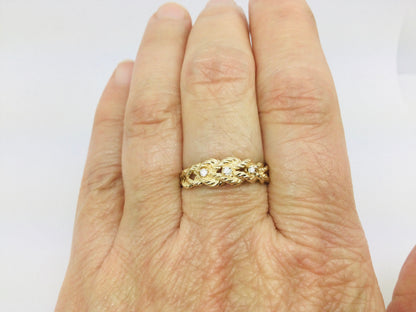 14k Yellow Gold Round Cut 6pt Diamond Trinity Twisted Rope Ring