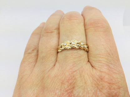 14k Yellow Gold Round Cut 6pt Diamond Trinity Twisted Rope Ring