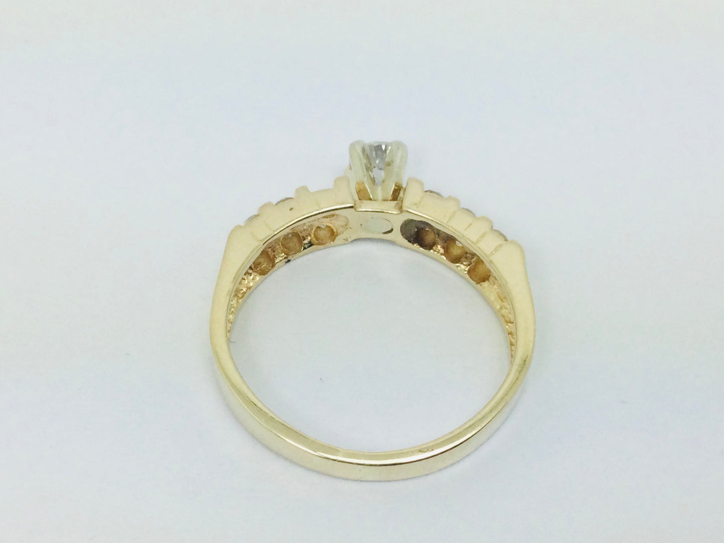 14k Yellow Gold 45pt Round Cut Diamond with Channel Set Accents Ring