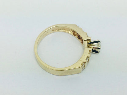 14k Yellow Gold 45pt Round Cut Diamond with Channel Set Accents Ring