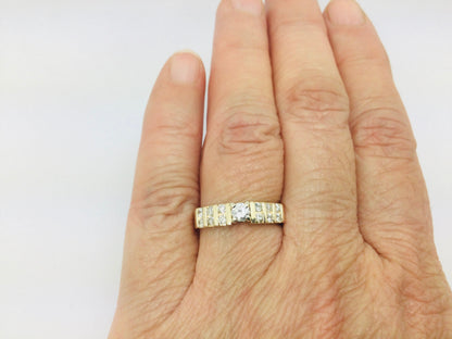 14k Yellow Gold 45pt Round Cut Diamond with Channel Set Accents Ring