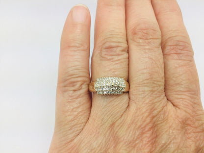 14k Yellow Gold 30pt Round Cut Diamond Row Set Cluster Ring
