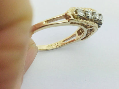 14k Yellow Gold 42pt Round Cut Diamond Row Set Ring