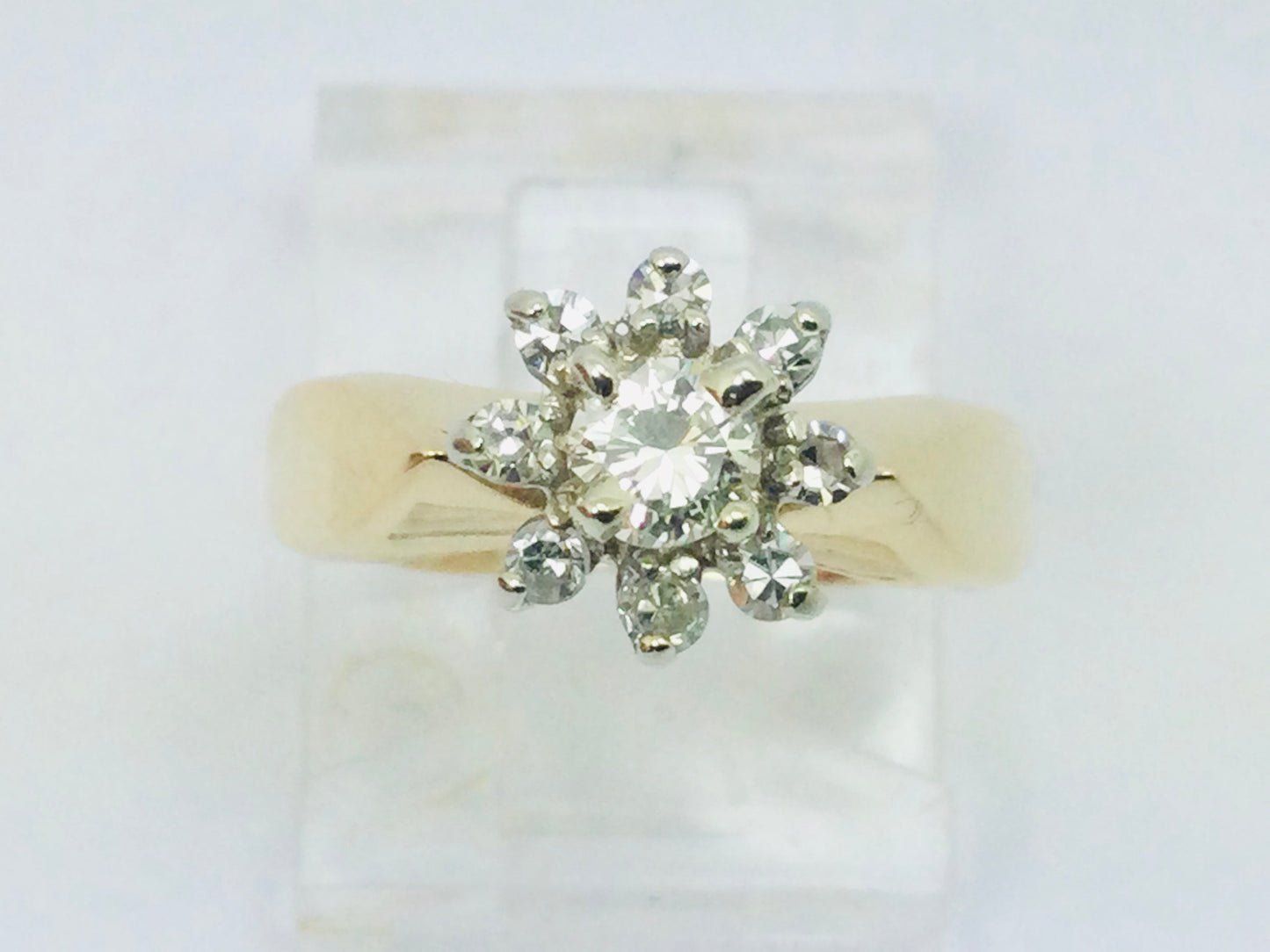 14k Yellow Gold 38pt Round Cut Diamond Cluster Halo Ring