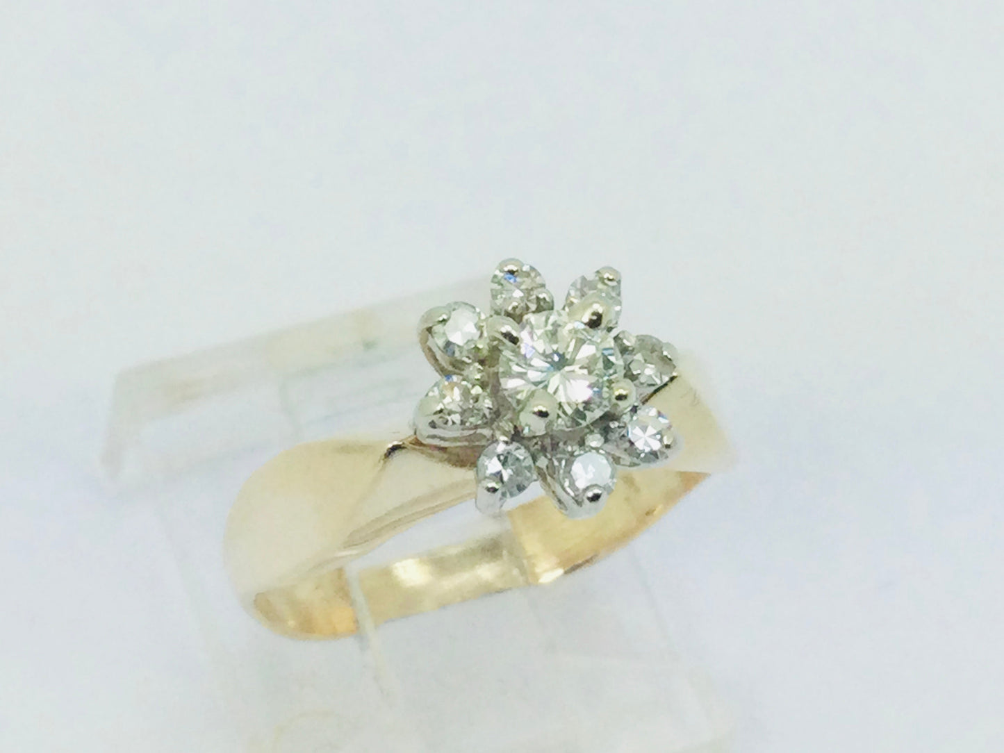 14k Yellow Gold 38pt Round Cut Diamond Cluster Halo Ring