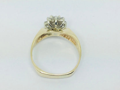 14k Yellow Gold 38pt Round Cut Diamond Cluster Halo Ring