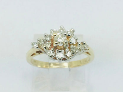 10k Yellow Gold 45pt Round Cut Diamond Cluster Ring