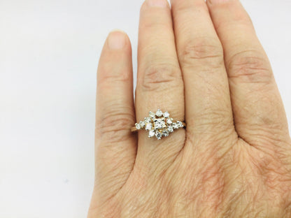 10k Yellow Gold 45pt Round Cut Diamond Cluster Ring