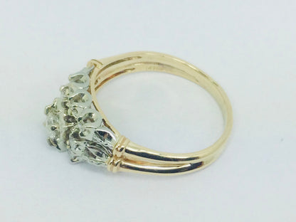 14k White and Yellow Gold 32.5pt Round Cut Diamond Vintage Engagement Ring & Wedding Band