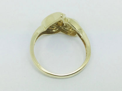14k Yellow Gold 27pt Round Cut Diamond Heart Ring