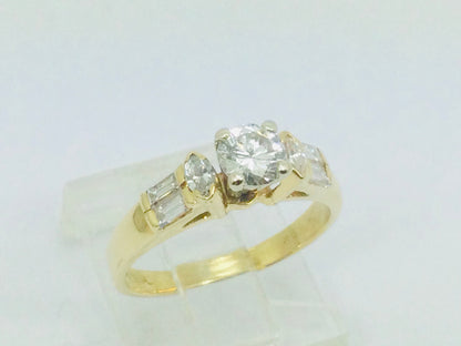 18k Yellow Gold 84pt Round Cut Diamond Engagement Ring
