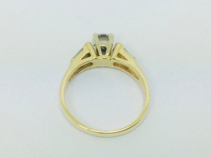 18k Yellow Gold 84pt Round Cut Diamond Engagement Ring