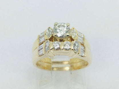 18k Yellow Gold 84pt Round Cut Diamond Engagement Ring