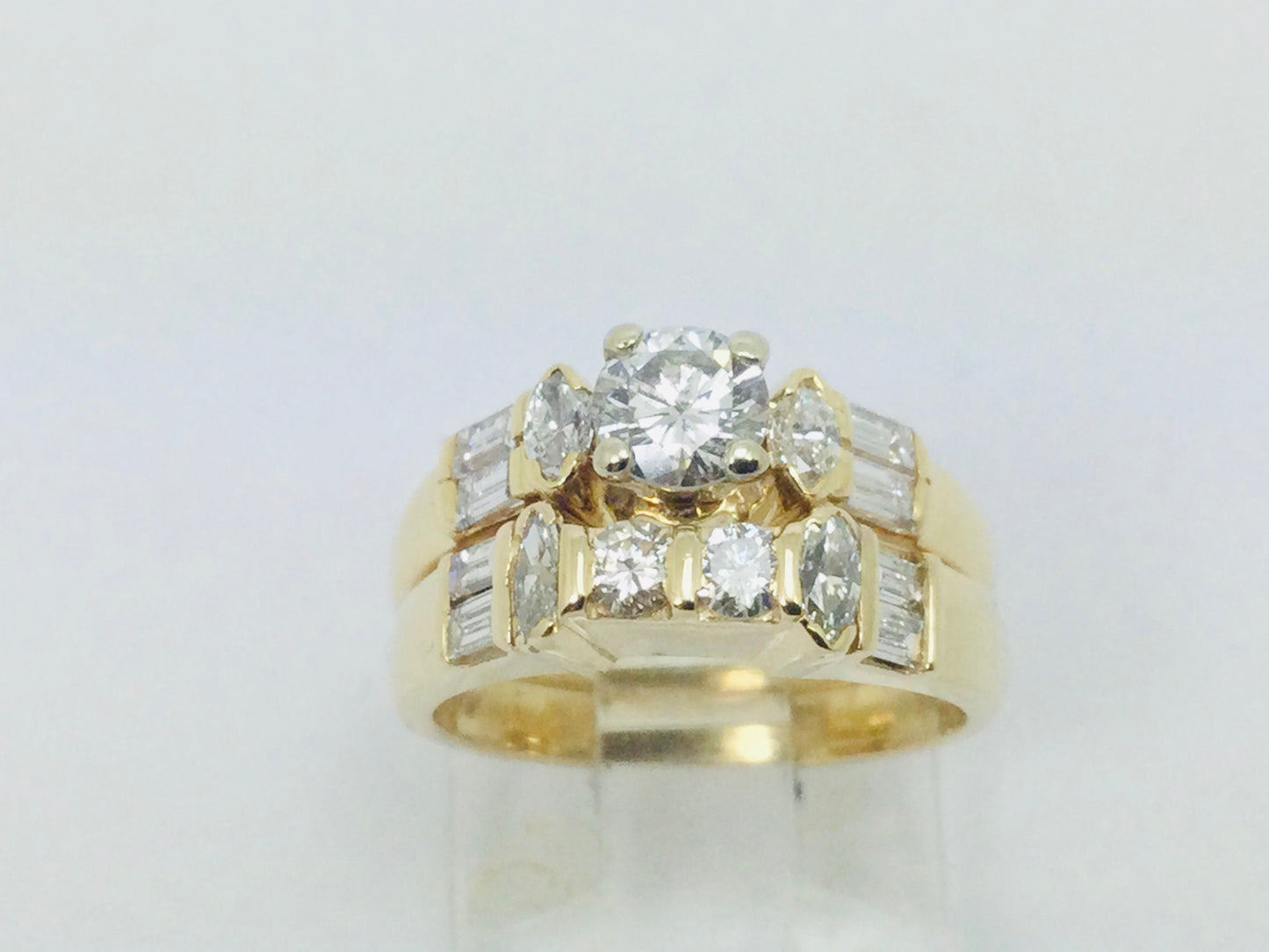 14k Yellow Gold 46pt Round Cut Diamond Wedding Band Ring