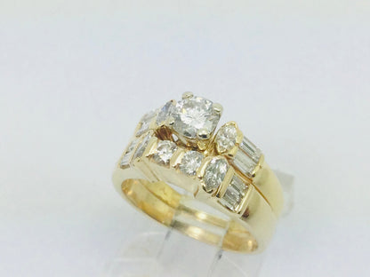14k Yellow Gold 46pt Round Cut Diamond Wedding Band Ring