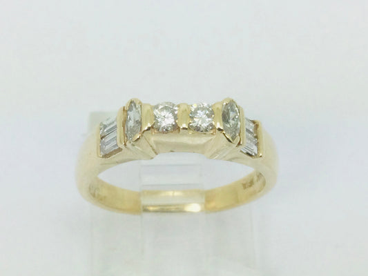 14k Yellow Gold 46pt Round Cut Diamond Wedding Band Ring