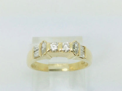 14k Yellow Gold 46pt Round Cut Diamond Wedding Band Ring