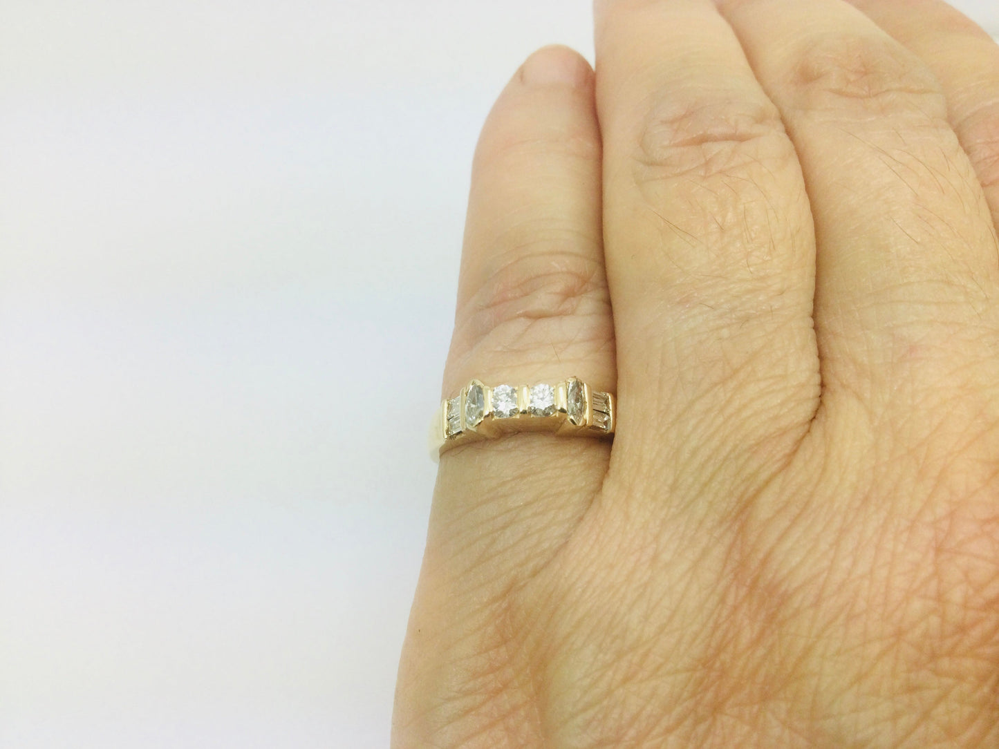14k Yellow Gold 46pt Round Cut Diamond Wedding Band Ring
