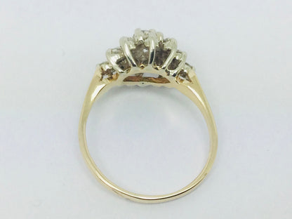 14k Yellow Gold 50pt Round Cut Diamond Cluster Ring