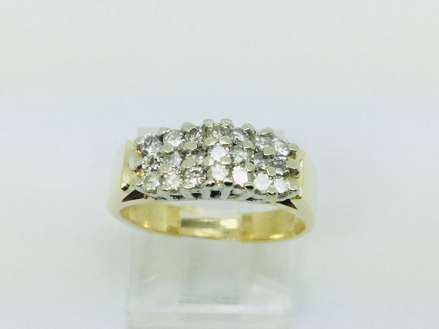 10k Yellow Gold Round Cut 0.42ct Diamond Row Set Cluster Ring