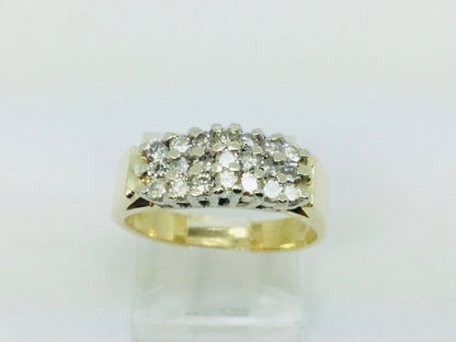 10k Yellow Gold Round Cut 0.42ct Diamond Row Set Cluster Ring