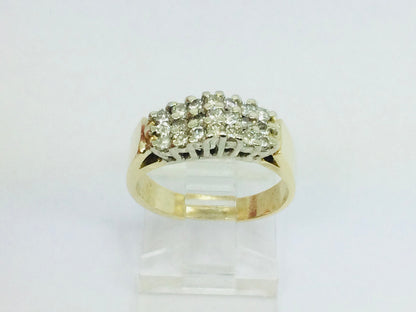 10k Yellow Gold Round Cut 0.42ct Diamond Row Set Cluster Ring