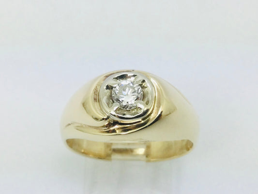 14k Yellow Gold Round Cut 0.32ct Diamond Solitaire Ring