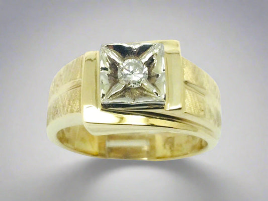 10k Yellow Gold Round Cut 16pt Diamond Solitaire Ring