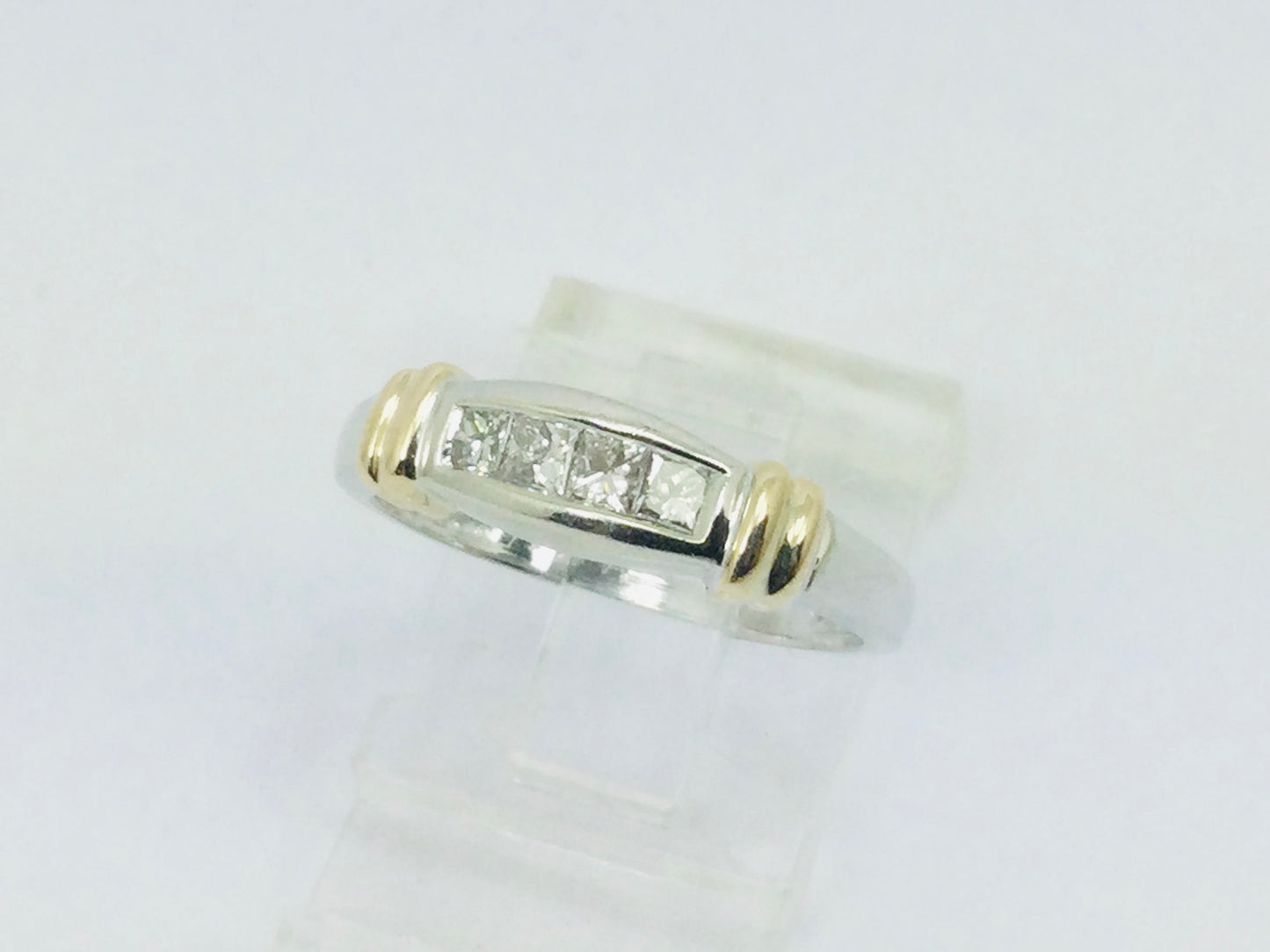 14k White Gold Princess Cut 32pt Diamond Row Set Band Ring