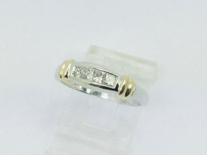 14k White Gold Princess Cut 32pt Diamond Row Set Band Ring