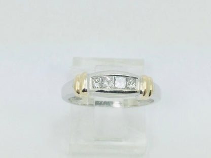 14k White Gold Princess Cut 32pt Diamond Row Set Band Ring